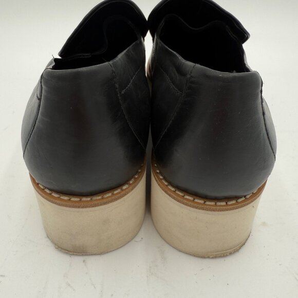 Vince Warren Women's Black Leather Slip On Shoes Platform Size 9.5M Loafer - Picture 4 of 10
